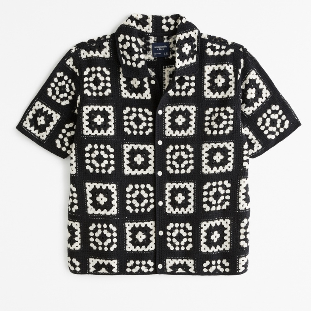 Abercrombie & Fitch Black and White Crochet Top